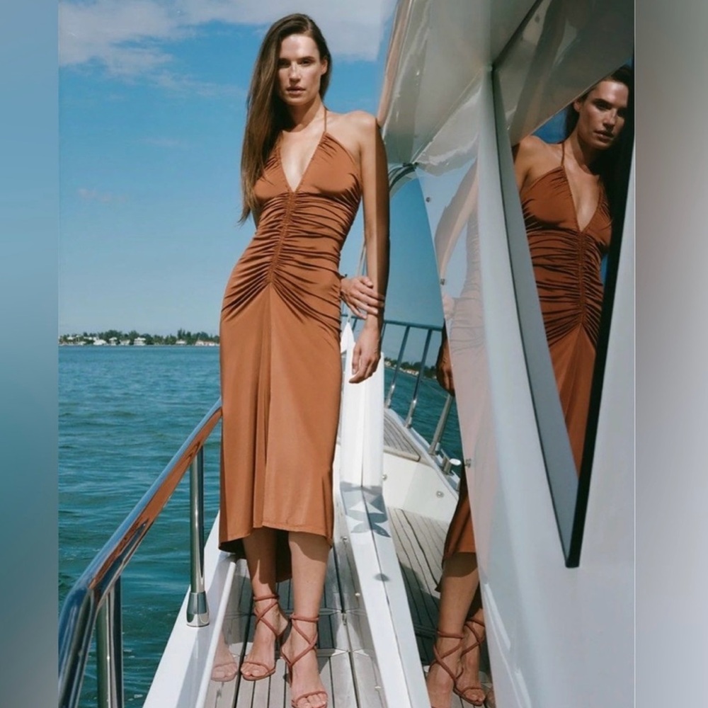 Veronica Beard Saskia Dress Golden Brown size 8 pristine condition